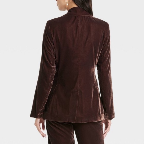 Velvet chocolate brown thick luxurious fully lined blazer - Picture 3 of 4